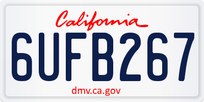 CA license plate 6UFB267
