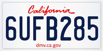 CA license plate 6UFB285