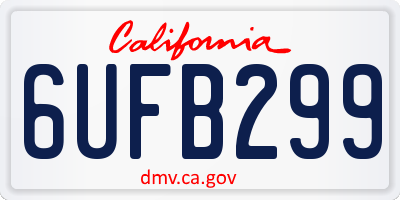 CA license plate 6UFB299