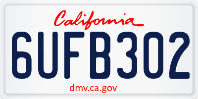 CA license plate 6UFB302