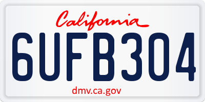 CA license plate 6UFB304