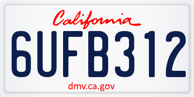 CA license plate 6UFB312