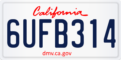 CA license plate 6UFB314