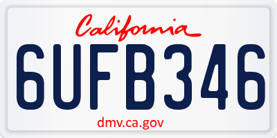 CA license plate 6UFB346