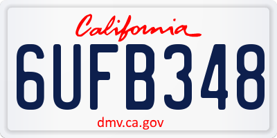 CA license plate 6UFB348