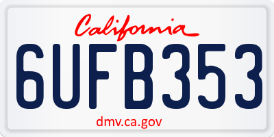 CA license plate 6UFB353