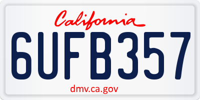 CA license plate 6UFB357