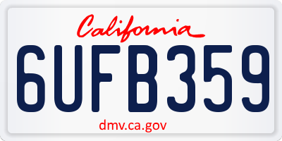 CA license plate 6UFB359