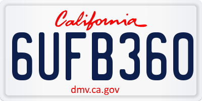 CA license plate 6UFB360