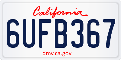 CA license plate 6UFB367