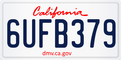 CA license plate 6UFB379