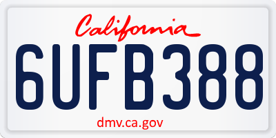 CA license plate 6UFB388