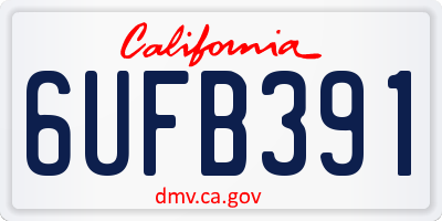 CA license plate 6UFB391