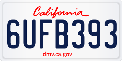 CA license plate 6UFB393