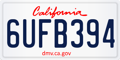 CA license plate 6UFB394