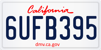 CA license plate 6UFB395