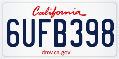 CA license plate 6UFB398