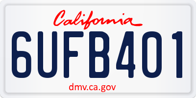 CA license plate 6UFB401
