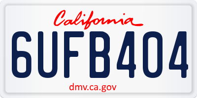 CA license plate 6UFB404