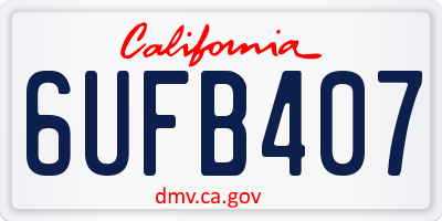 CA license plate 6UFB407