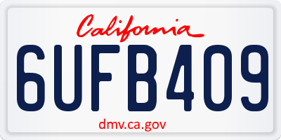CA license plate 6UFB409