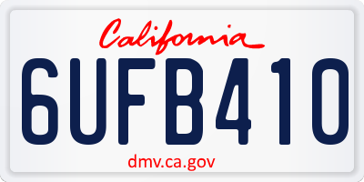 CA license plate 6UFB410
