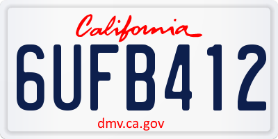 CA license plate 6UFB412