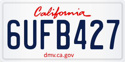 CA license plate 6UFB427