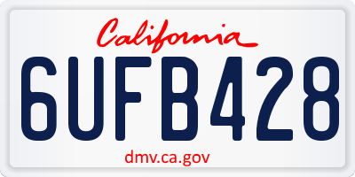 CA license plate 6UFB428