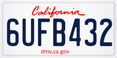 CA license plate 6UFB432