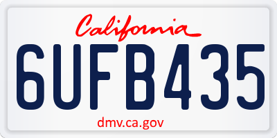 CA license plate 6UFB435