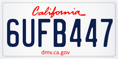 CA license plate 6UFB447