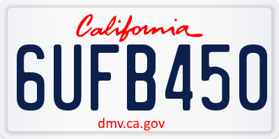 CA license plate 6UFB450