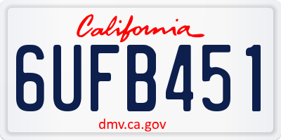 CA license plate 6UFB451
