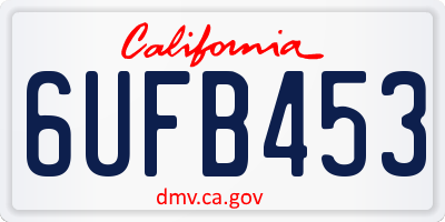 CA license plate 6UFB453
