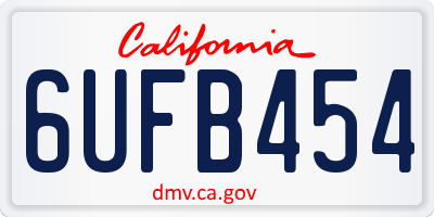 CA license plate 6UFB454