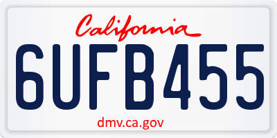 CA license plate 6UFB455