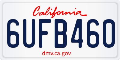 CA license plate 6UFB460