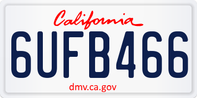 CA license plate 6UFB466
