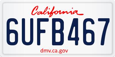 CA license plate 6UFB467