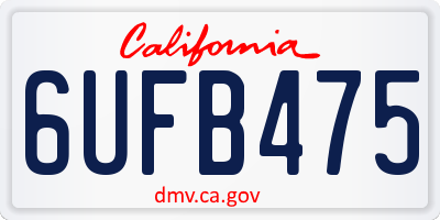 CA license plate 6UFB475