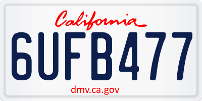 CA license plate 6UFB477