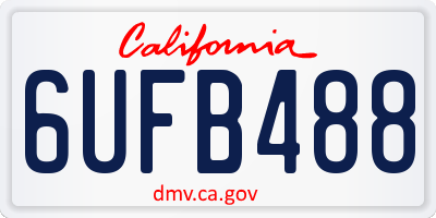 CA license plate 6UFB488