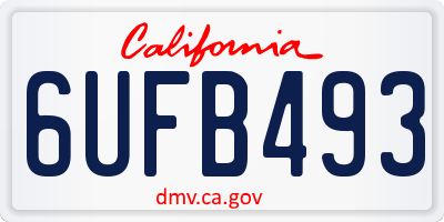 CA license plate 6UFB493