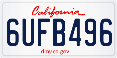 CA license plate 6UFB496