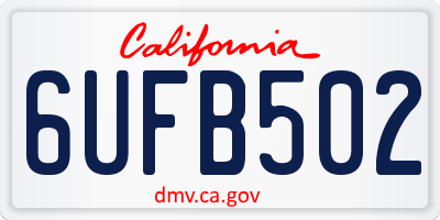 CA license plate 6UFB502