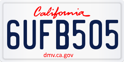 CA license plate 6UFB505