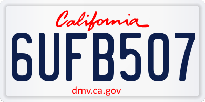 CA license plate 6UFB507
