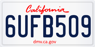 CA license plate 6UFB509