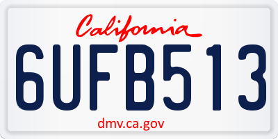 CA license plate 6UFB513